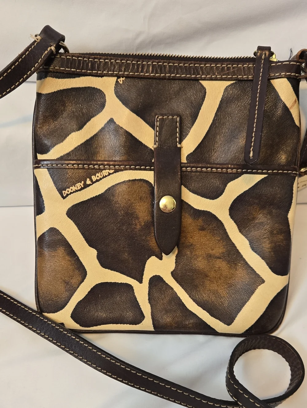 Dooney & Bourke Brown and Cream Giraffe-Print Crossbody Bag - Picture 2 of 9